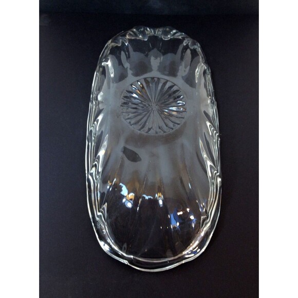 Vintage Clear Crystal Cut Glass Oval Relish Serving Dish Bowl Candy Nuts 8x4" - Picture 3 of 8